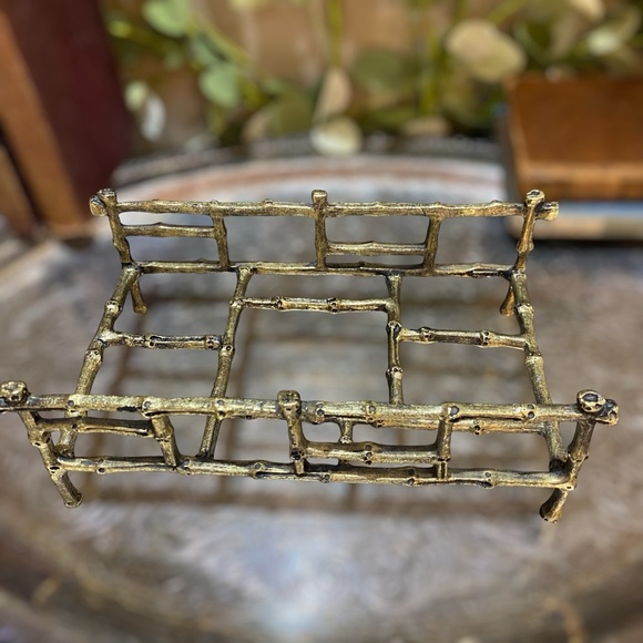 Brass Bamboo Mail Napkin Towel Holder Vintage Hollywood Regency Old World Charm - Picture 6 of 6